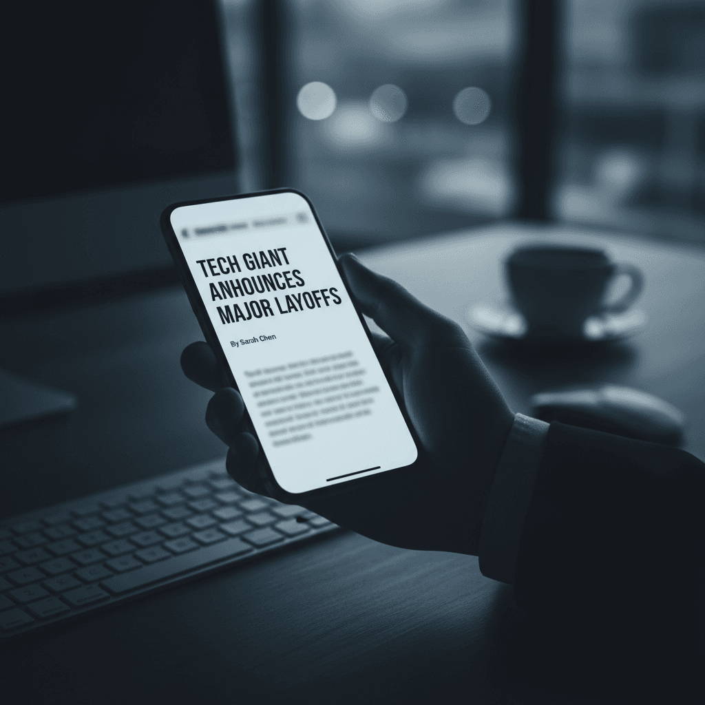 Smartphone displaying a news article