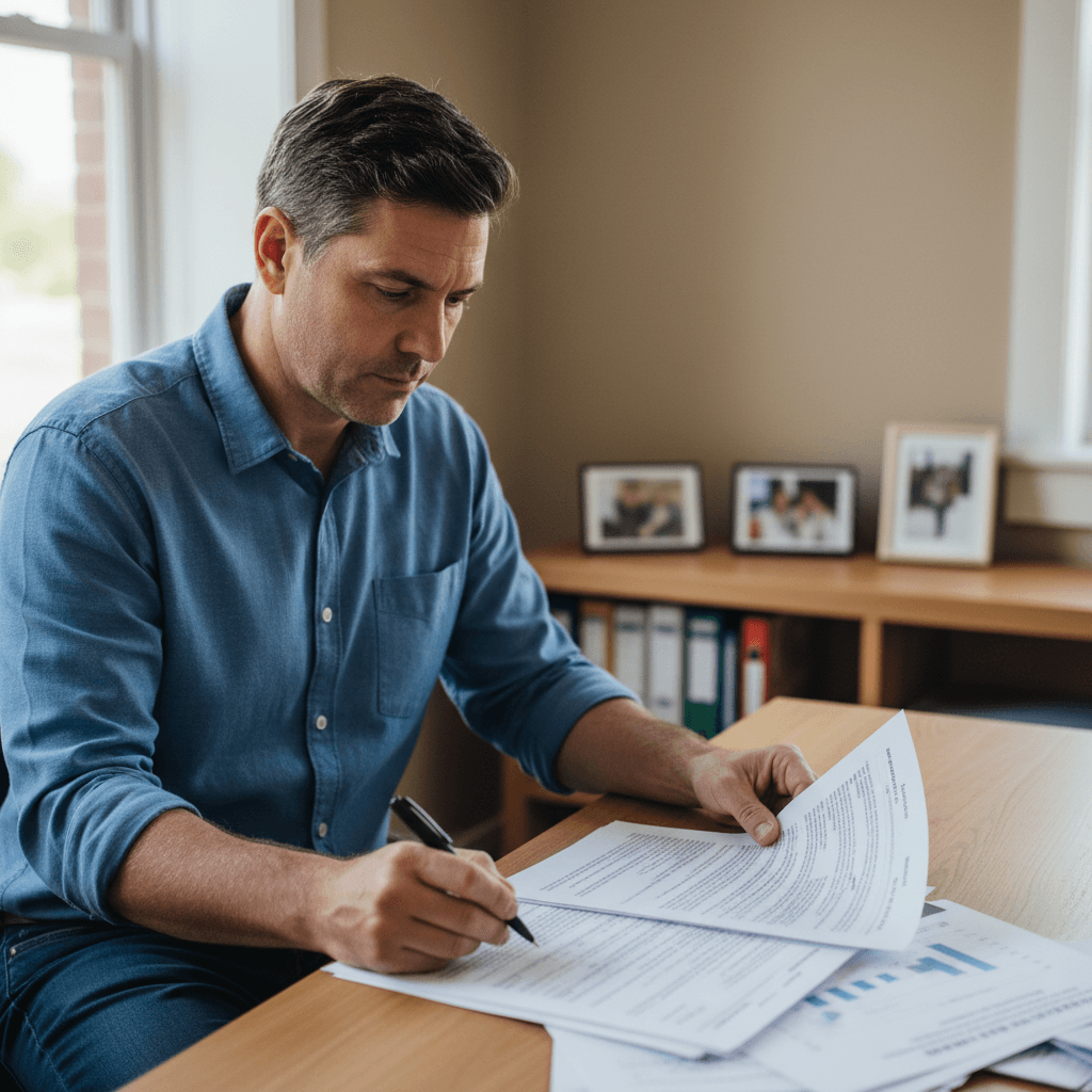 Strategic advisor reviewing readiness report with pen in hand