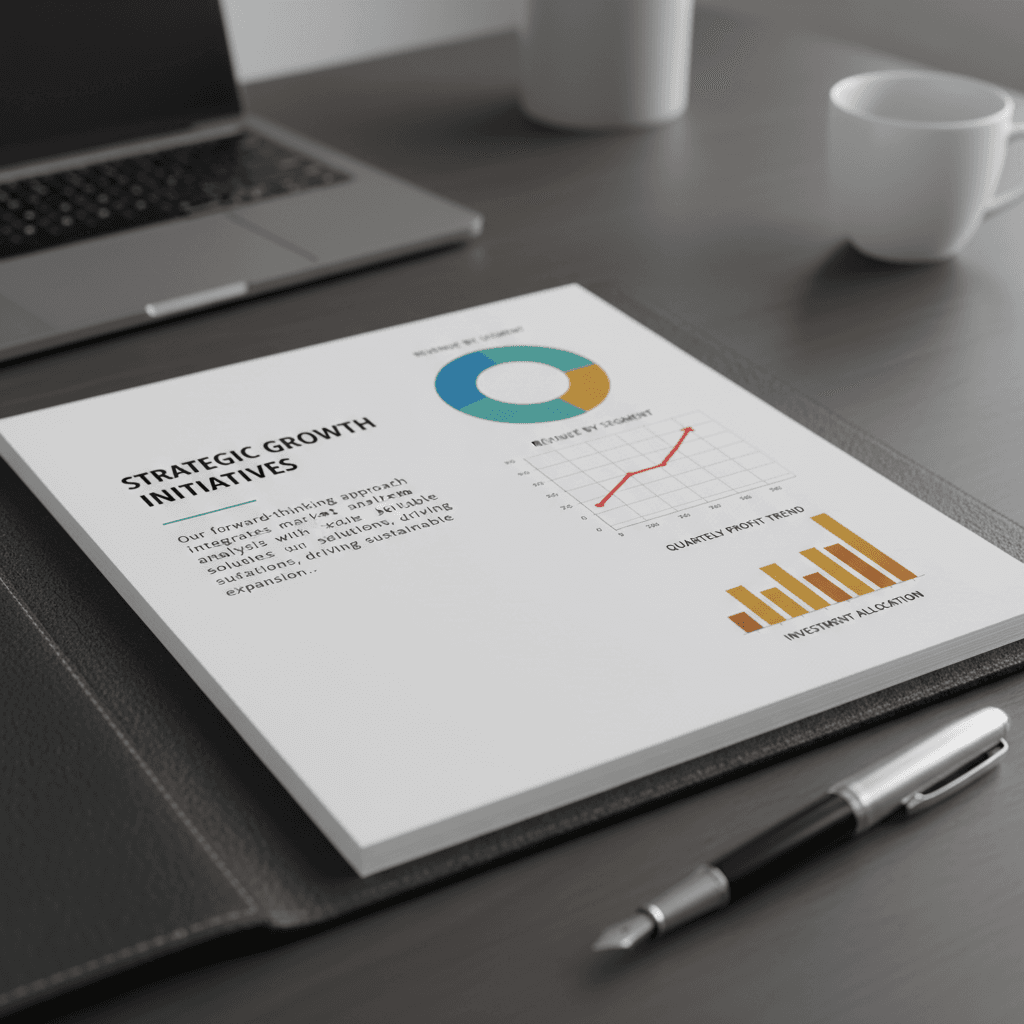 Business plan and financial charts laid out for investor review