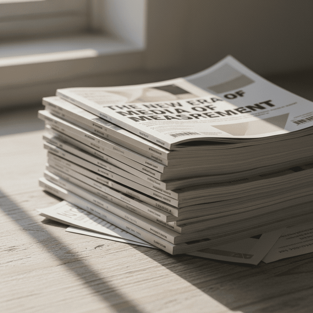 A stack of trade magazines on a desk