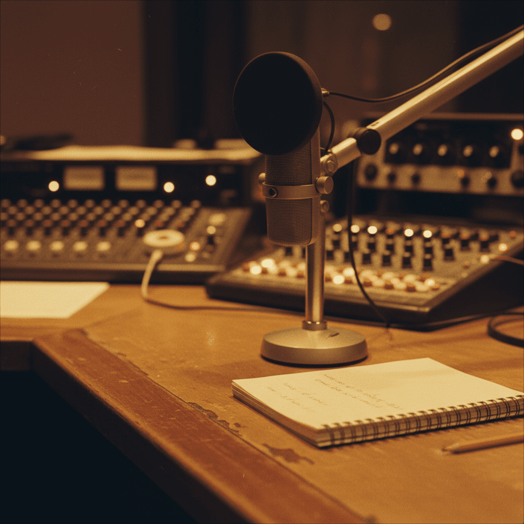 Microphone in a radio studio